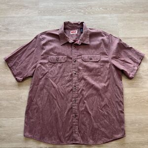 Wrangler Sable Heather Button Up Short Sleeve Shirt Relaxed Fit Men's-Size XL